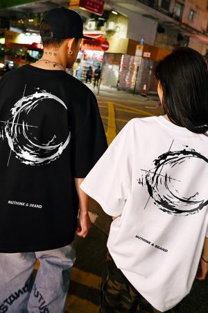 Trendy American-Style Printed Short Sleeve T-Shirt for Men and Women - Loose Fit Heavyweight Tee - Casual 90s Y2K Style