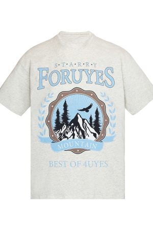 Trendy American Vintage Mountain Wheat Spike Loose T-Shirt for Men and Women - Spring Summer Short Sleeve Round Neck Fashion Top