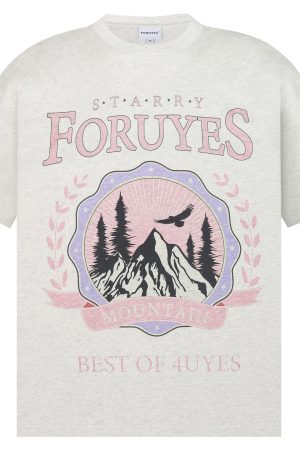 Trendy American Vintage Mountain Wheat Spike Loose T-Shirt for Men and Women - Spring Summer Short Sleeve Round Neck Fashion Top