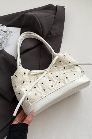 Trendy Bowknot Tote Bucket Bag for Women - High-End Versatile Shoulder Bag Style 2025