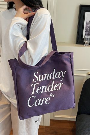 Trendy Canvas Tote Bag for Women, 2025 Casual Single-Shoulder Design, Spacious Student Bag, Everyday Essential