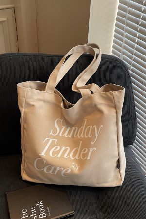 Trendy Canvas Tote Bag for Women, 2025 Casual Single-Shoulder Design, Spacious Student Bag, Everyday Essential