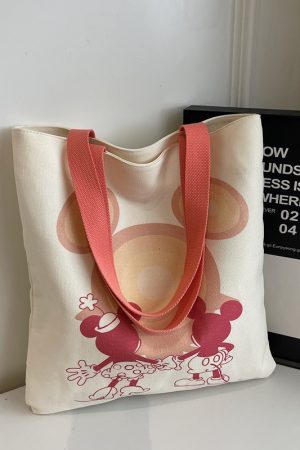 Trendy Cartoon Canvas Tote Bag for Girls - Large Capacity Shoulder Bag for School, Commuting, and Everyday Use
