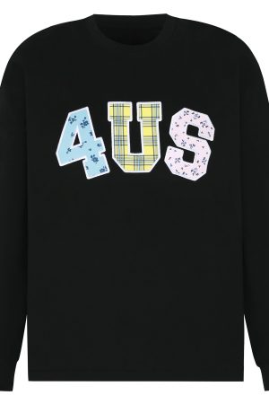 Trendy Couple Long Sleeve T-Shirt, Spring Autumn Plaid Floral Patchwork Embroidered, Loose Fit, Y2K Style