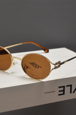 Trendy Cyberpunk Metal Oval Sunglasses for Women - Flattering High-End Style for Round Faces, Hip-Hop Party Accessory