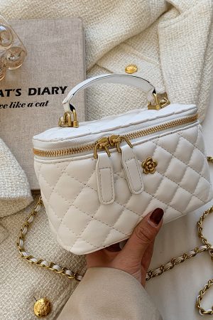 Trendy Diamond-Patterned Handbag for Women - Spring/Summer 2025 Shoulder & Crossbody Chain Bag - Chic Small Fashion Accessory