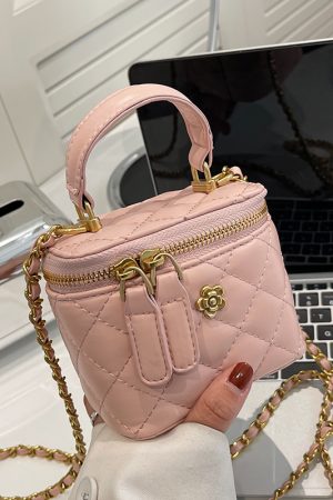Trendy Diamond-Patterned Handbag for Women - Spring/Summer 2025 Shoulder & Crossbody Chain Bag - Chic Small Fashion Accessory