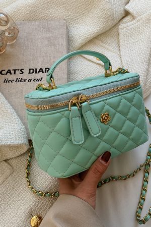 Trendy Diamond-Patterned Handbag for Women - Spring/Summer 2025 Shoulder & Crossbody Chain Bag - Chic Small Fashion Accessory