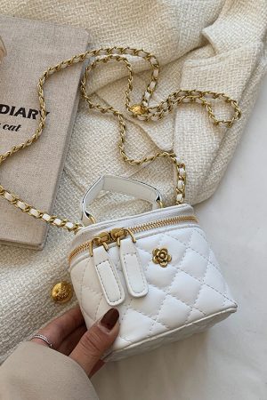 Trendy Diamond-Patterned Handbag for Women - Spring/Summer 2025 Shoulder & Crossbody Chain Bag - Chic Small Fashion Accessory