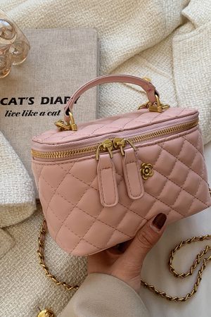Trendy Diamond-Patterned Handbag for Women - Spring/Summer 2025 Shoulder & Crossbody Chain Bag - Chic Small Fashion Accessory