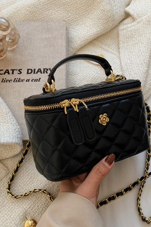 Trendy Diamond-Patterned Handbag for Women - Spring/Summer 2025 Shoulder & Crossbody Chain Bag - Chic Small Fashion Accessory