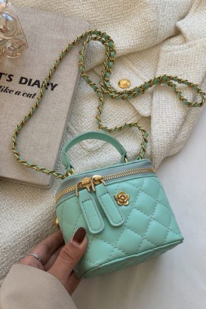 Trendy Diamond-Patterned Handbag for Women - Spring/Summer 2025 Shoulder & Crossbody Chain Bag - Chic Small Fashion Accessory