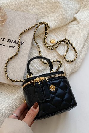 Trendy Diamond-Patterned Handbag for Women - Spring/Summer 2025 Shoulder & Crossbody Chain Bag - Chic Small Fashion Accessory