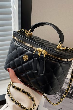 Trendy Diamond-Patterned Handbag for Women - Spring/Summer 2025 Shoulder & Crossbody Chain Bag - Chic Small Fashion Accessory