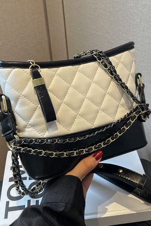 Trendy Diamond Quilted Chain Shoulder Crossbody Bag for Women - Versatile Slouchy Style for Spring and Summer 2025 Fashion