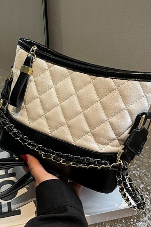 Trendy Diamond Quilted Chain Shoulder Crossbody Bag for Women - Versatile Slouchy Style for Spring and Summer 2025 Fashion