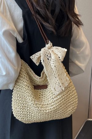 Trendy French-Style Woven Straw Crossbody Bag for Women - Versatile Bohemian Beach Bag for Autumn 2025