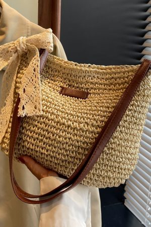 Trendy French-Style Woven Straw Crossbody Bag for Women - Versatile Bohemian Beach Bag for Autumn 2025