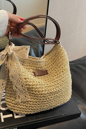 Trendy French-Style Woven Straw Crossbody Bag for Women - Versatile Bohemian Beach Bag for Autumn 2025