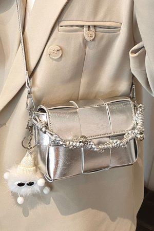 Trendy High-End Glossy Texture Woven Shoulder Bag for Women - Small Square Crossbody Bag for Summer 2025 Fashion