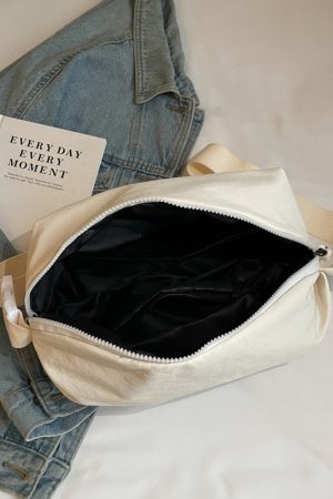 Trendy Japanese-Style Minimalist Oxford Cloth Crossbody Bag for Women, Versatile Wide Shoulder Strap Wrinkled Dumpling Design