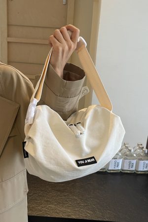 Trendy Japanese-Style Minimalist Oxford Cloth Crossbody Bag for Women, Versatile Wide Shoulder Strap Wrinkled Dumpling Design