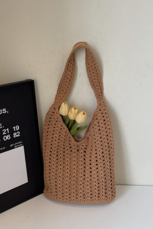 Trendy Knitted Women's Shoulder Bag - 2025 Lazy Style Large Capacity Tote for Class and Commuting