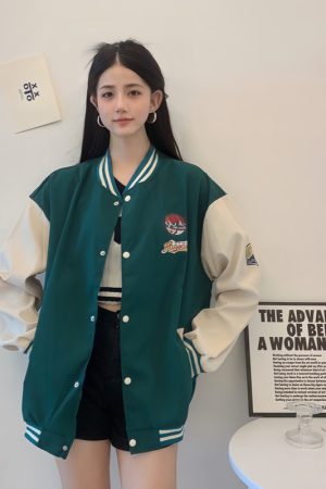 Trendy Loose Casual Baseball Jacket for Women - Spring Versatile Style for Students, Chic Everyday Wear