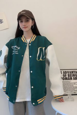 Trendy Loose Casual Baseball Jacket for Women - Spring Versatile Style for Students, Chic Everyday Wear