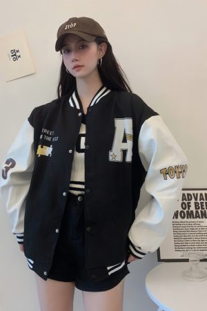 Trendy Loose Casual Baseball Jacket for Women - Spring Versatile Style for Students, Chic Everyday Wear