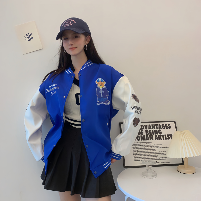 Trendy Loose Casual Baseball Jacket for Women - Spring Versatile Style for Students, Chic Everyday Wear Trendy Loose Casual Baseball Jacket for Women - Spring Versatile Style for Students, Chic Everyday Wear