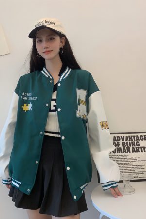 Trendy Loose Casual Baseball Jacket for Women - Spring Versatile Style for Students, Chic Everyday Wear
