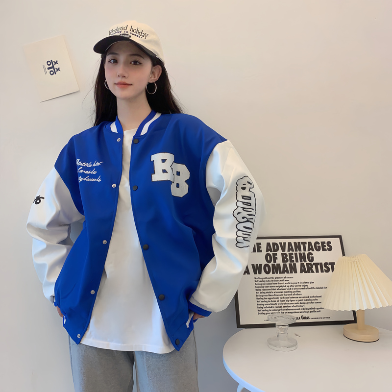 Trendy Loose Casual Baseball Jacket for Women - Spring Versatile Style for Students, Chic Everyday Wear Trendy Loose Casual Baseball Jacket for Women - Spring Versatile Style for Students, Chic Everyday Wear