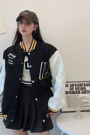 Trendy Loose Casual Baseball Jacket for Women - Spring Versatile Style for Students, Chic Everyday Wear