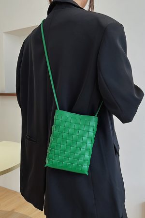 Trendy Minimalist Woven Crossbody Bag for Women, Casual Single Shoulder Phone Bag, High-Capacity 2025 Style