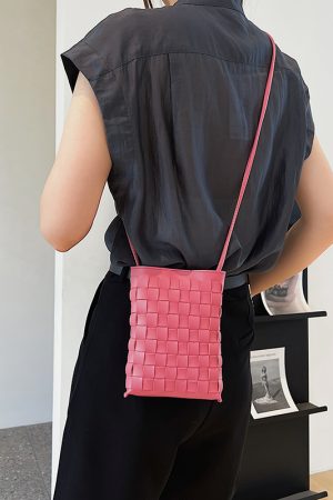 Trendy Minimalist Woven Crossbody Bag for Women, Casual Single Shoulder Phone Bag, High-Capacity 2025 Style