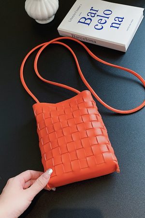 Trendy Minimalist Woven Crossbody Bag for Women, Casual Single Shoulder Phone Bag, High-Capacity 2025 Style