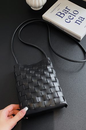 Trendy Minimalist Woven Crossbody Bag for Women, Casual Single Shoulder Phone Bag, High-Capacity 2025 Style