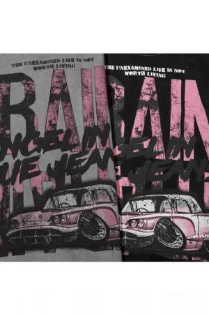 Trendy Oversized Vintage Graffiti Letter Short-Sleeve T-Shirt for Men and Women - Hip-Hop Streetwear Style