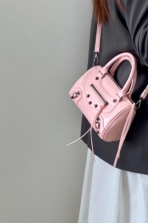 Trendy Pink Motorcycle Crossbody Bag for Women â€“ Stylish Shoulder Handbag, 2025 Niche Design, Cool Fashion Accessory