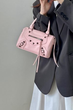 Trendy Pink Motorcycle Crossbody Bag for Women â€“ Stylish Shoulder Handbag, 2025 Niche Design, Cool Fashion Accessory