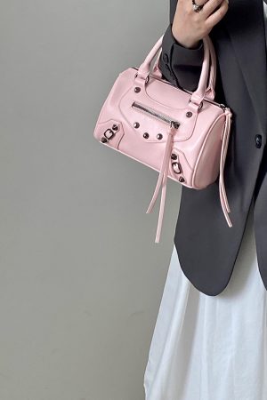 Trendy Pink Motorcycle Crossbody Bag for Women â€“ Stylish Shoulder Handbag, 2025 Niche Design, Cool Fashion Accessory