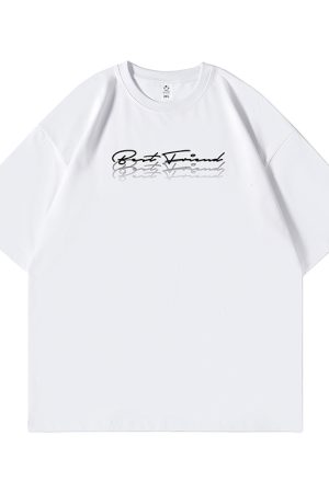 Trendy Plus Size Loose Fit Half-Sleeve T-Shirt for Men, Simple Spring Style with Letter Design, Casual Streetwear Fashion