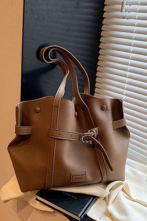 Trendy Retro Drawstring Tote Bag for Women - Large Capacity Casual Shoulder Bag for Spring Summer 2025