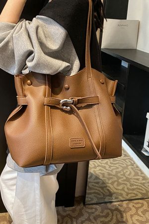 Trendy Retro Drawstring Tote Bag for Women - Large Capacity Casual Shoulder Bag for Spring Summer 2025