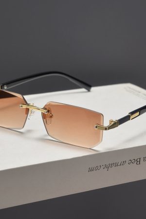 Trendy Retro Frameless Cut-Edge Sunglasses for Men and Women - Slimming Candy-Colored Design for Small Faces