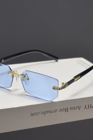 Trendy Retro Frameless Cut-Edge Sunglasses for Men and Women - Slimming Candy-Colored Design for Small Faces