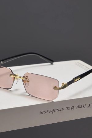 Trendy Retro Frameless Cut-Edge Sunglasses for Men and Women - Slimming Candy-Colored Design for Small Faces