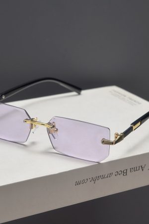 Trendy Retro Frameless Cut-Edge Sunglasses for Men and Women - Slimming Candy-Colored Design for Small Faces