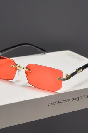 Trendy Retro Frameless Cut-Edge Sunglasses for Men and Women - Slimming Candy-Colored Design for Small Faces